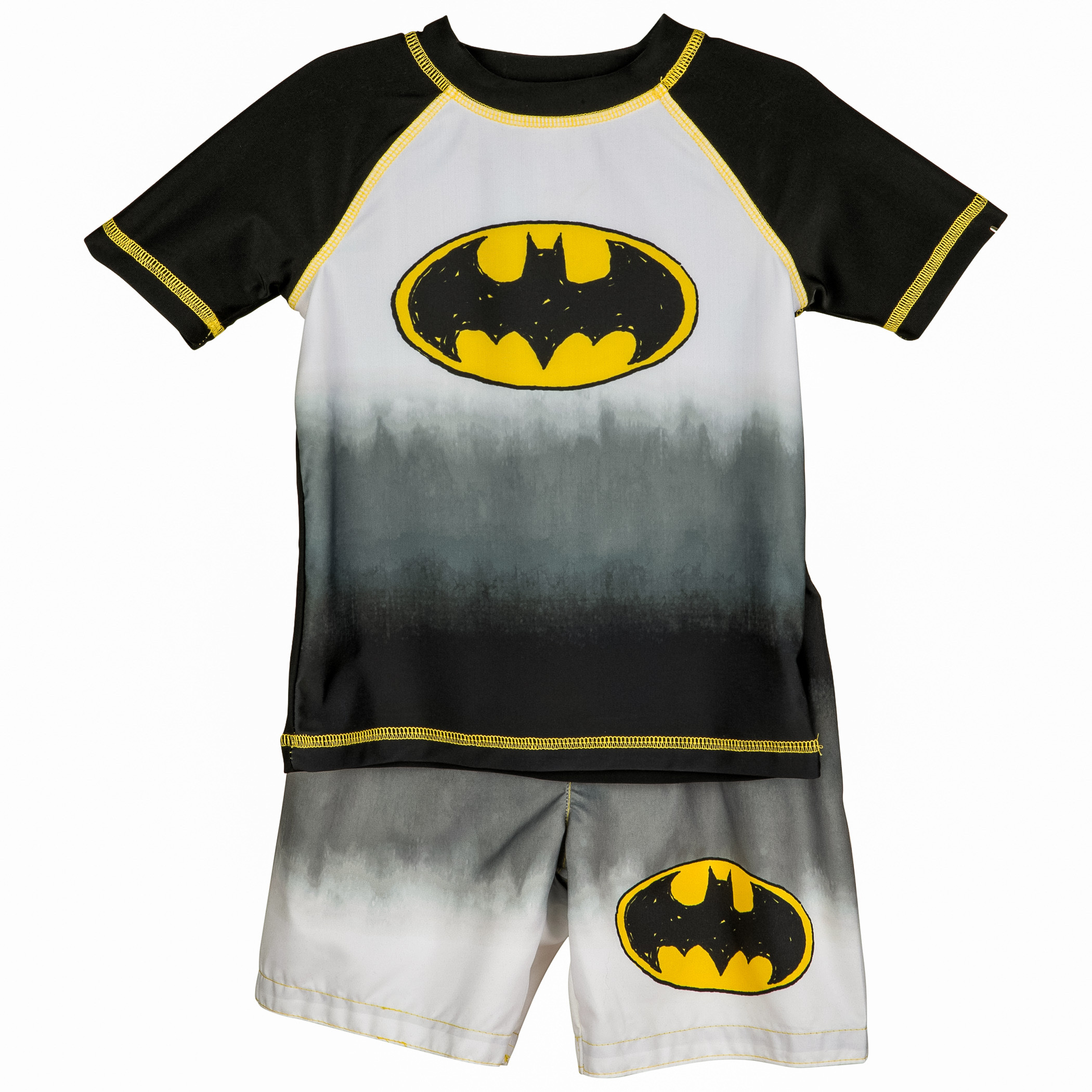 Batman Logo Toddler Swim Shorts & Rash Guard Set